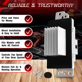15-81773 HVAC Fan Blower Motor Resistor Kit with Harness Compatible with Chevy Silverado Tahoe Suburban Avalanche Trailblazer GMC Sierra Envoy Yukon XL Replaces 89018778, 89019351, 19260762, RU-631