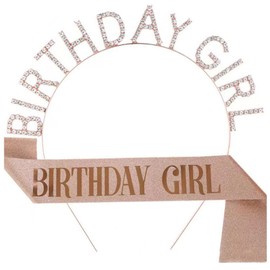 Anicy Krone Geburtstag Birthday Girl - Geburtstagskrone Mädchen, Schärpe Geburtstag, Happy Birthday Krone für Mädchen Geburtstag Dekoration, Girls Birthday Party Decorations Set