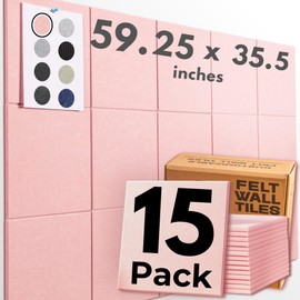WALLHERO Large Cork Board Alternative | 15 Pack | Sizing Up to 59”x36” Felt Wall Tiles, Large Cork Boards for Walls, Corkboard for Office, Cork Board Tiles, Pin Boards for Walls (Pink)