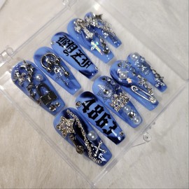 [Handmade nail tip] blue queen - square / [수제네일팁] blue queen - 스퀘어