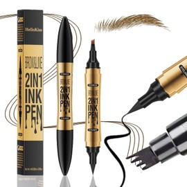 2024 New Double Ended Magic Eyebrow Pen, Microblading Eyebrow Pen with 4 Micro Fork Tip, Waterproof Sweatproof Smudgeproof Brow Pen, Creates Natural Looking Defined Eyebrows(Light Brown)