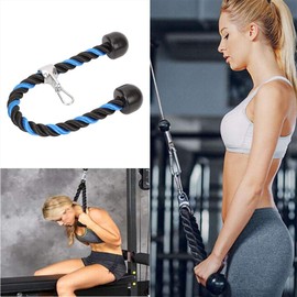 Emoly Universal Tricep Rope Pull Down - 28 Inch Heavy Duty Nylon Rope, Easy to Grip & Non Slip Cable Attachment, Ideal for Professional Gyms Too（Black Blue）