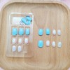 Short Press on Nails Square Cute Blue Nails Acrylic False