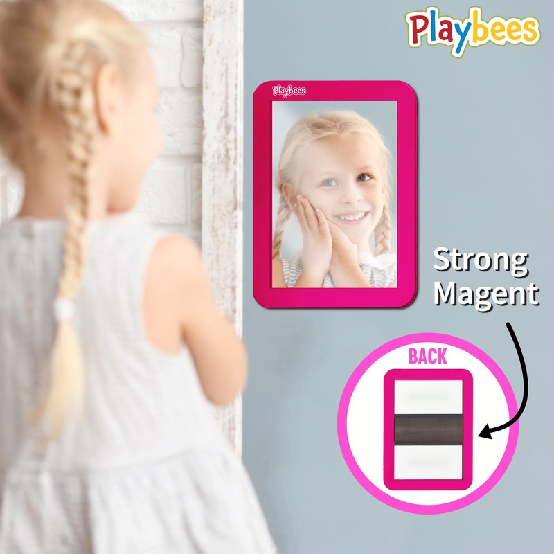 Playbees Magnetic Locker Mirror - Pink - Ideal for School