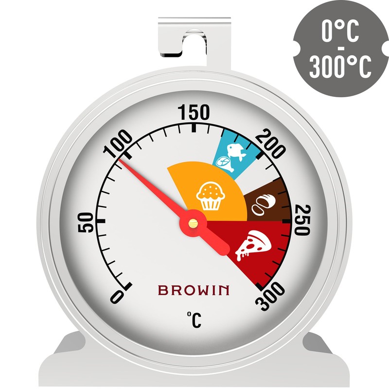 BROWIN® Analogue Oven Thermometer Stainless Steel 100502 | 0-300 °C
