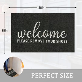 AAZZKANG Welcome Mat Outdoor Please Remove Your Shoes Doormat Non Slip Front Door Mat Quickly Trap Dirt Easy to Clean Entrance Mats for Indoor High Traffic Areas Black