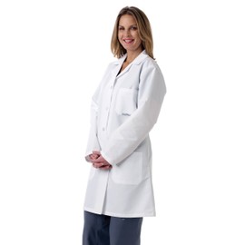 Medline MDT13WHT3E Ladies' Full Length Lab Coat, Large, White