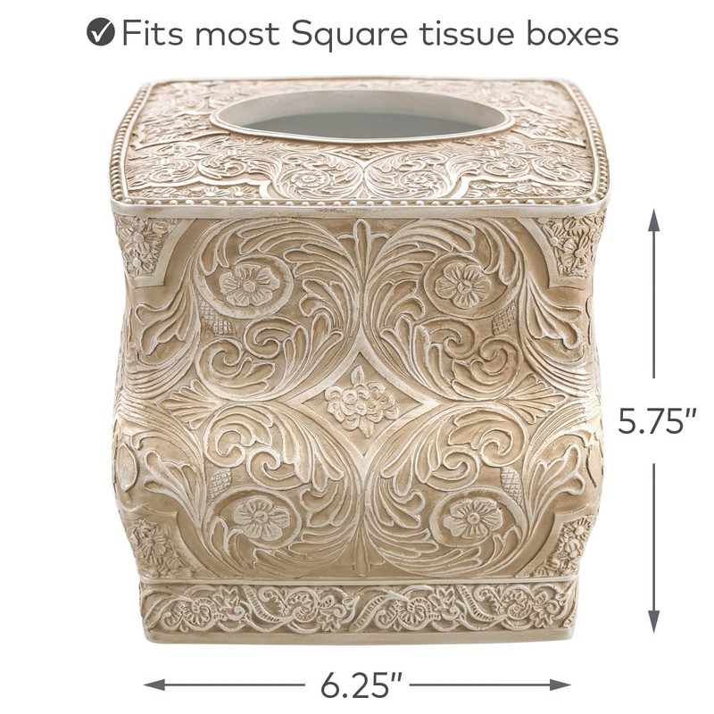 Creative Scents Victoria Tissue Box Cover Square – Beige Tissue
