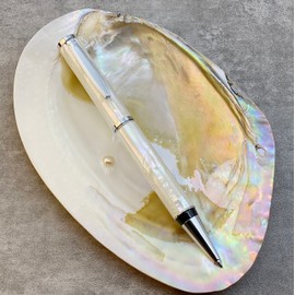 LACHIEVA Luxury Mother of Pearl Metal Ballpoint Pen with German-made P900M Refill, Best and Nice Gift for Writing, Men & Women (White Shell)