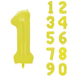 YFHVJTKO 40 Inch Yellow Number 1 Foil Balloons 1st Celebration Decorations for 1st Birthday Party Wedding Bridal Shower Engagement Photo Shoot Anniversary Decoration, (Yellow Number 1)