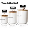 JOJUNO White Ceramic Canister Set with Wooden Lid, 3-Piece Airtight