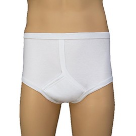 Washable Incontinence Brief for Men - Y-Front - Built-in Absorbent Pad with Waterproof Back - 220mls - Black/White - 100% Cotton (Medium (33-36" Waist), Black)