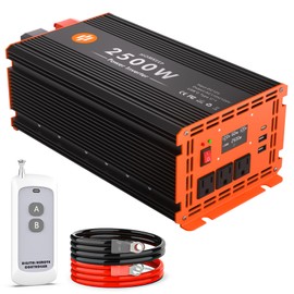 2500 Watt Power Inverter 12V DC to 110V/120V AC Converter Peak Power 5000W Car Inverter with LCD Display 2 AC Outlets USB Port Cables Included for RV,Truck,Off-Grid Solar System Remote Controller