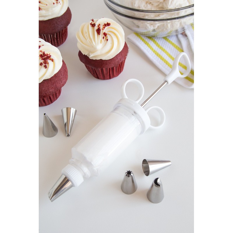 Fox Run Icing Syringe Decorating Set, Metallic, 7-Piece, 2.25 x