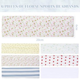 Nayyana 6 Pieces Fashion Headbands for Women Short Hair Non-Slip Elastic Flower Hair Bands Soft Fabric Hair Bands for Women Hair 5cm Thick Stripe Headband