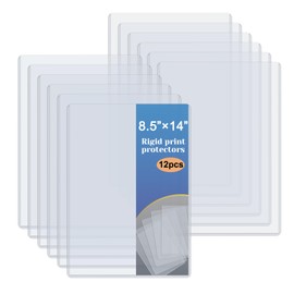 Rainmae 12 Pack 8.5" x 14" Rigid Print Protectors, Clear Waterproof Hard Plastic Page Sheet Protectors, Paper Sleeves Photo Plastic Sleeves Hard Document Birth Certificate Protector