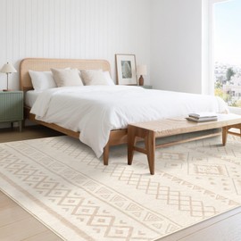 Season wind Washable Cream Neutral Area Rugs 5x7 Modern Soft Large Carpet for Living Room Entryway Bedroom Farmhouse Non-Slip