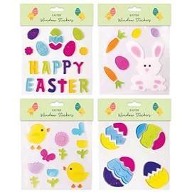 Tallon International Easter Room Decorations - 4 Pack Window Gel Stickers