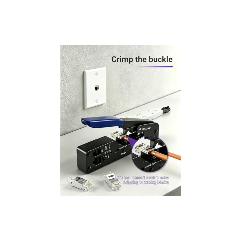 VCELINK RJ45 Crimp Tool, All-In-One Ethernet Pass Through Crimper for
