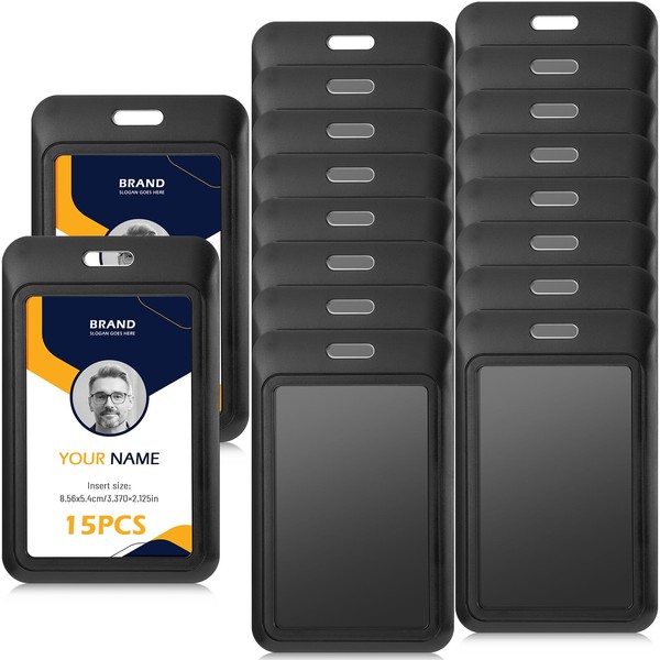 cobee 15 Pcs Sliding 2 Card Badge Holder, Vertical Hard