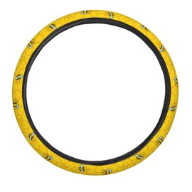 Buyidec Cute Cartoon Bee Honeycomb Steering Wheel Covers Anti Slip Elasticity Car Accessories Steering Wheel Protector Universal 15 Inch for Cars SUV Vehicle Truck