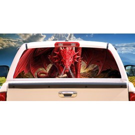SignMission Angry Dragon Rear Window Graphic Truck View Thru Vinyl Decal Back, 18" X 58"