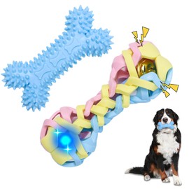 SENLINLIN Dog Chew Toys for Medium/Large Dogs, Indestructible Dog Chew Toy for Aggressive Chewers with Flashing Balls & Small Bells, Gift for Pet Chew Toys for Training/Teeth Cleaning/Boredom Relief