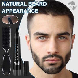 Beard Pencil Filler for Men,Waterproof Beard Filling Pen Kit with Beard Brush,Coverage Long Lasting Beard Pen for Men,Beard Pen with 4 Tips,Creates Neat,Thick & Natural Beard(Black)