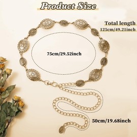 Yuqilin Women's Glitter Bohemian Style, Chain Belt, Glitter Belt for Evening Dress, Adjustable Chain Belt for Women, Evening Dress, Denim Dress, Women's Accessories, Blue Valentine, Alloy