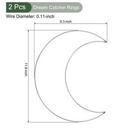 YOKIVE 2 Pcs Metal Dream Catcher Rings, Moon Shape Floral Wreath, Handmade and Decoration, Great for Home Wedding Christmas (Silver Tone, 12")
