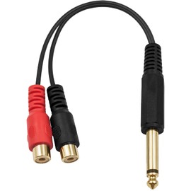 Maxhood RCA to 1/4 inch Adapter, 6.35mm Mono Audio Jack to 2RCA Splitter Cable, 1/4 inch Jack to RCA Adapter Cable Gold Plated for Audio Adapter for Mixer, Amplifer 20cm / 7.8inch