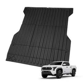 Tapete para cajuela para todo clima para Toyota 2024 2025 Tacoma de 5 pies, ajuste personalizado, antideslizante, impermeable, forro de carga 3D TPE para Tacoma 2024 2025 | Cama de 5 pies