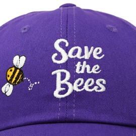 DALIX Save Bees Baseball Cap Dad Hat Embroidered Womens Girls Purple