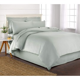 Queen Duvet Cover by Pure Bamboo, 3 Piece Set, Genuine 100% Organic Viscose Derived from Bamboo, Luxuriously Soft and Cooling, 2 Pillowcases (Queen, Sea Glass)