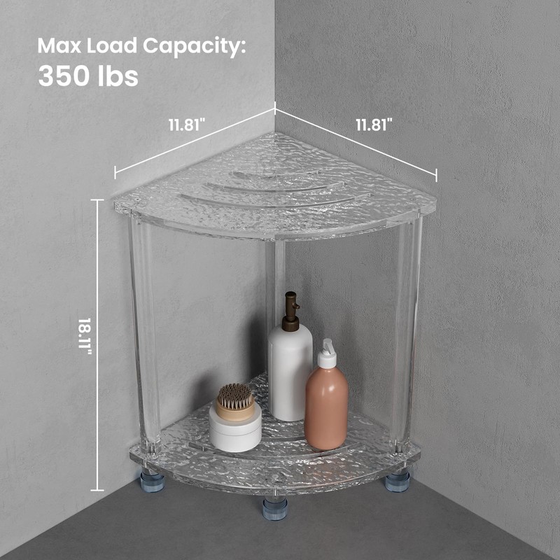 Sumerflos Acrylic Corner Shower Stool for Inside Shower, Clear Small