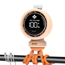 Rechargeable Operated Stroller Fan, 3600 mAh Baby Stroller Fan Large, LED Display & Night Light, Portable Cooling Fans with Air Turbo Tech, Suitable for Car Seat, Crib, Bike (Orange)