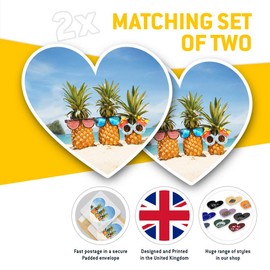2 x Heart Stickers 15 cm - Pineapples on Beach Family Fun Decals for Laptops,Tablets,Luggage,Scrap Booking,Fridges, #16726