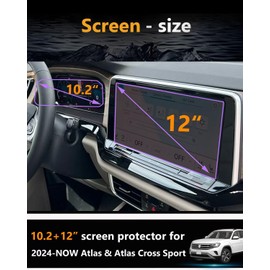 VEIROOM 2 Pack Screen Protector For VW Atlas & Atlas Cross Sport 2024-2026,12" infotainment & 10.2" Cluster Tempered Glass Film For Volkswagen 2026 2025 2024 SE/SEL/R-Line Accessories