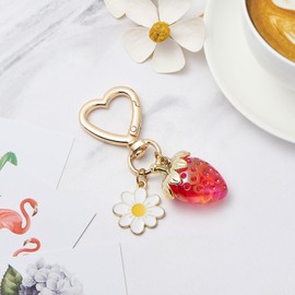 QIUTIMIY Strawberry Bag Charm for Handbags Backpacks Purse Accessories Charms Cute Bag Keychain Daisy Pendants(Strawberry)