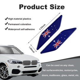 Wevdn 2 PCS 3D Tricolor Flag Emblem, Car Exterior Emblem Badge Sticker Decal, Vehicle Fender Bumper Decals, 3D Aluminum Declaration Badge for All Models, Universal Car Accessories (Australia)