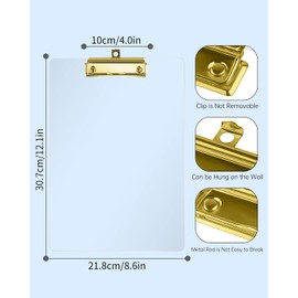 MSDADA Writing Case with Golden Metal Clip, Acrylic Transparent Clipboard, Size A4 Tall Clipboard Folder (Pack of 1)