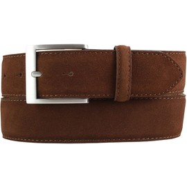 BELTINGER High-quality belt with stainless steel belt buckle made of suede leather, 4 cm, velour leather belt for men and women, 40 mm, suede belt 4 cm, Tabac Silver