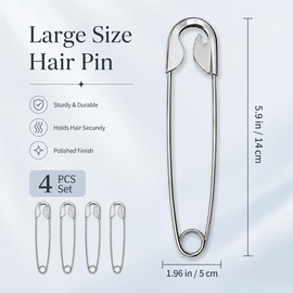 4 Pcs Safety Pin Hair Clip for Women Girl, Metal French Hair Pins for Thick Hair,Vintage Hair Styling Clips for Buns & Updos, Elegant Hair Accessories for Women