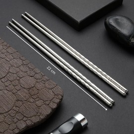 PARENCE.- Set di 4 bacchette in acciaio inox - Lunghezza 22 cm | Riutilizzabile, leggero e facile da pulire | Ideale per cucina asiatica, sushi, ramen, dim sum