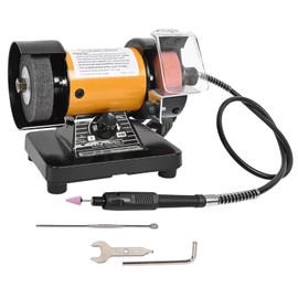 Vevitts 3" Mini Bench Grinder Polisher with 31" Long Flexible Shaft and Accessories, Variable Speed Dial 0-10000 RPM, 110V 150W Single Phase Motor