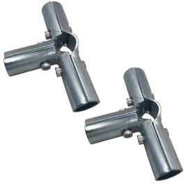 2 PCS End Rail Clamps Fit for 3/4 Inch EMT Conduit, 4-Way Structural Pipe Connector Chain Link Fence Fittings, Galvanized Stainless Steel End Rail Clamps for DIY Rack, Shelf and Cart