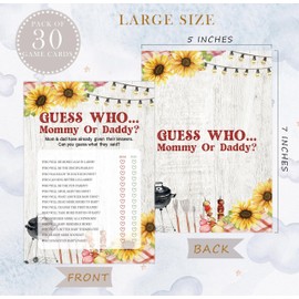 Qoqxjodd BBQ Guess Who Mommy or Daddy Game, Baby Shower Game, Pack of 30 Game Cards, Gender Neutral Boy or Girl, Fun Baby Game and Activity - FA23