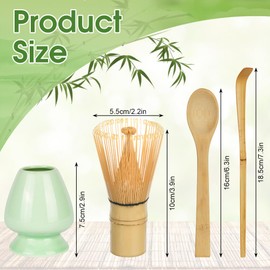 HOTUT Green Tea Whisk Natural Bamboo Tea Whisk,4pcs Matcha Ceremony Accessory Set,Matcha Whisks,Bamboo Whisk Holder,Traditional Tea Spoon,Japanese Matcha Whisk,Matcha Tea Set for Tea Ceremony Drinking
