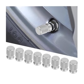 Mandark 8PCS Car Tire Valve Stem Caps, Premium Aluminum Vehicle Air Stem Covers, Corrosion Resistant Leakproof Auto Wheel Tire Valve Cap Accessories, Universal for SUV, Truck, RV（Silver）
