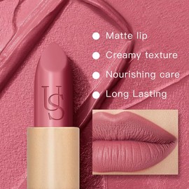 USHAS 3Pcs Matee Lipstick Set - Long Lasting Lip Makeup, Brown & Nude lipstick for women, Cream Finish Hydrating, Full Coverage Lip Color (Set 1 (01-03), Pack of 1)